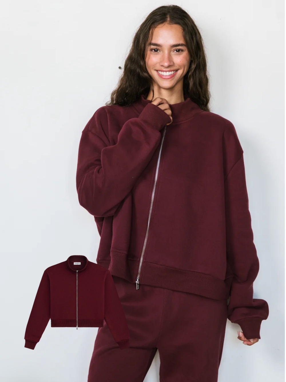 PARKE Zip Up Mockneck in Burgundy NWT FALL 2026